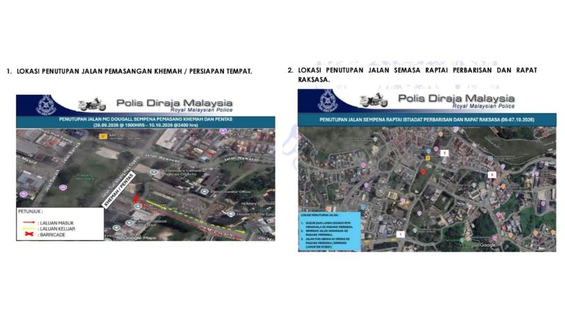 Penutupan jalan di Kuching hingga 10 Oktober sempena sambutan TYT ke-80