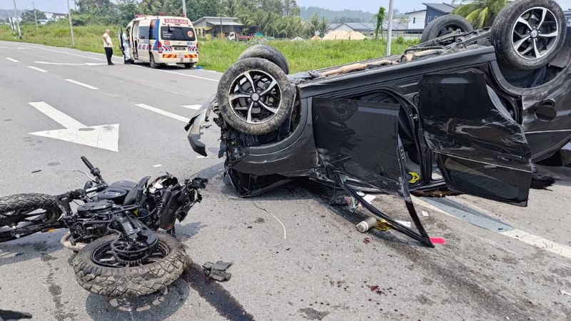 Pengawal keselamatan maut, motosikal ditunggang dilanggar SUV