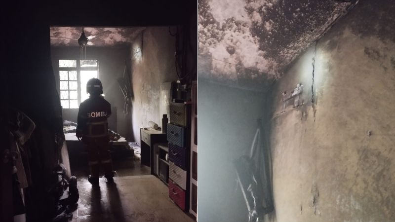 Residents' actions managed to contain the bedroom fire spreading.