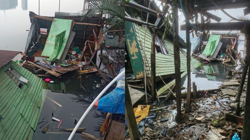 The riverfront house in Central Bintawa Village collapsed