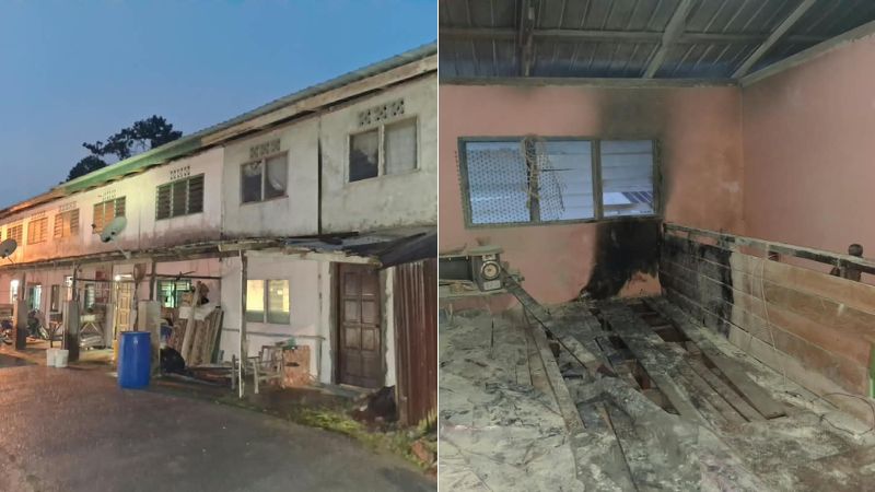 The public helps extinguish a long house fire