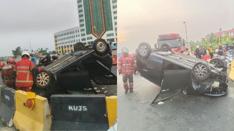 Man injured, car driven upside down in an accident