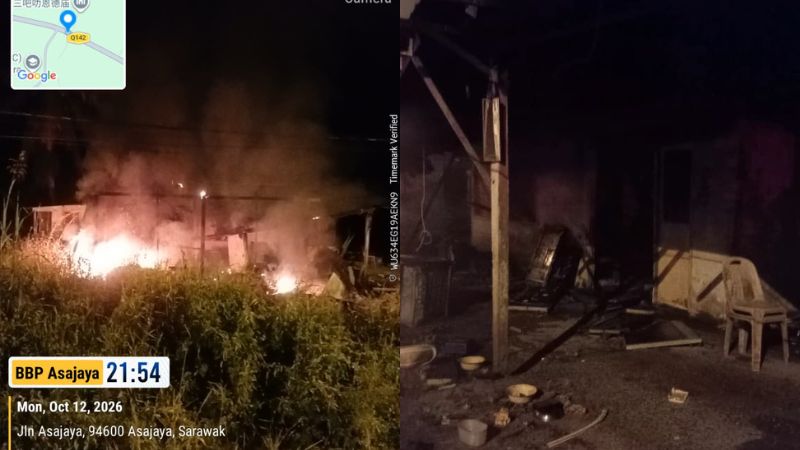 House destroyed in fire at Asajaya