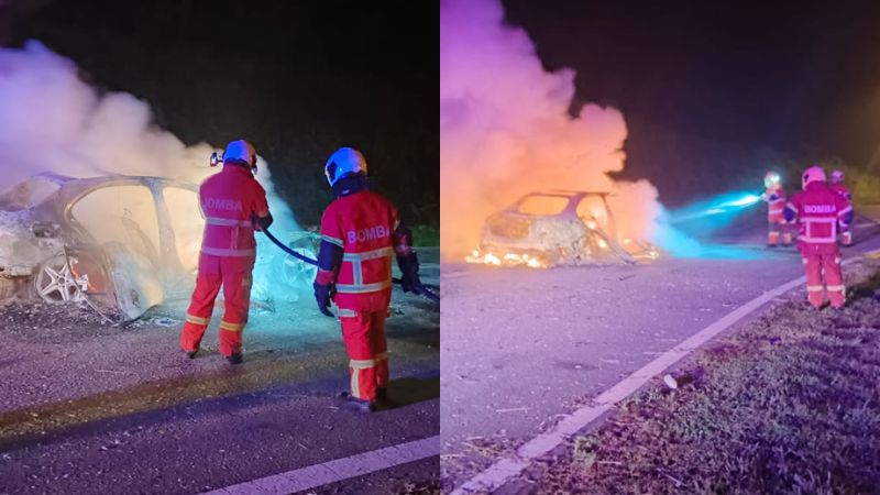 Luxury cars destroyed in a fire on Pan Borneo Road