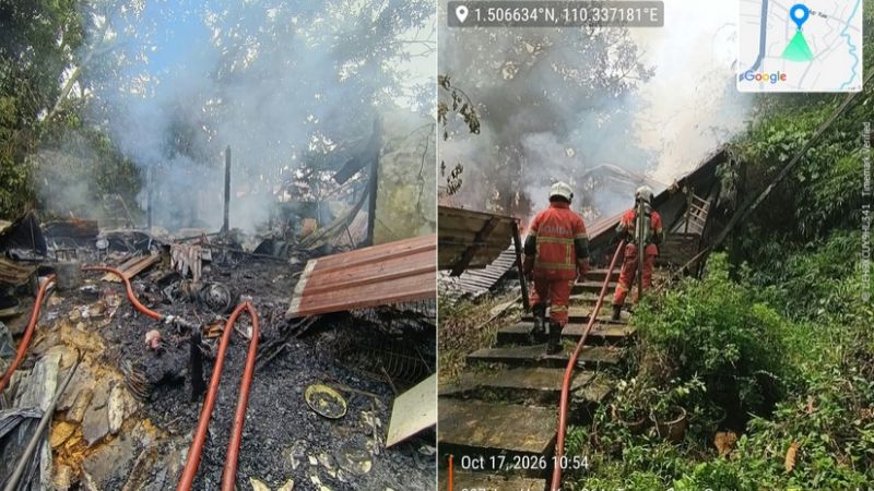 Houses including two destroyed vehicles were set on fire