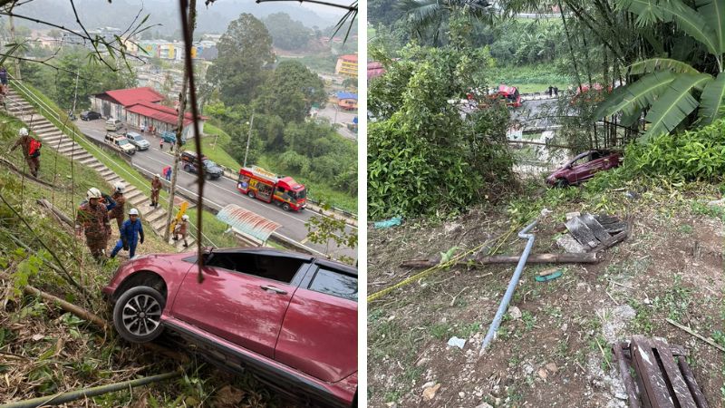 Wanita selamat, kereta dipandu terbabas ke lereng bukit di Kapit