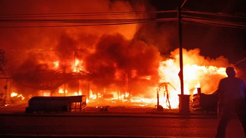 Three houses destroyed in a fire in Jepak Ulu